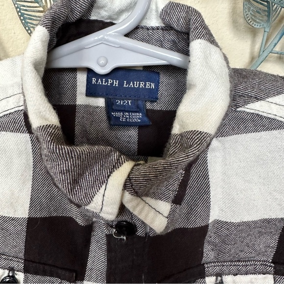 Ralph Lauren black & white buffalo plaid flannel dress 2T - Picture 3 of 9